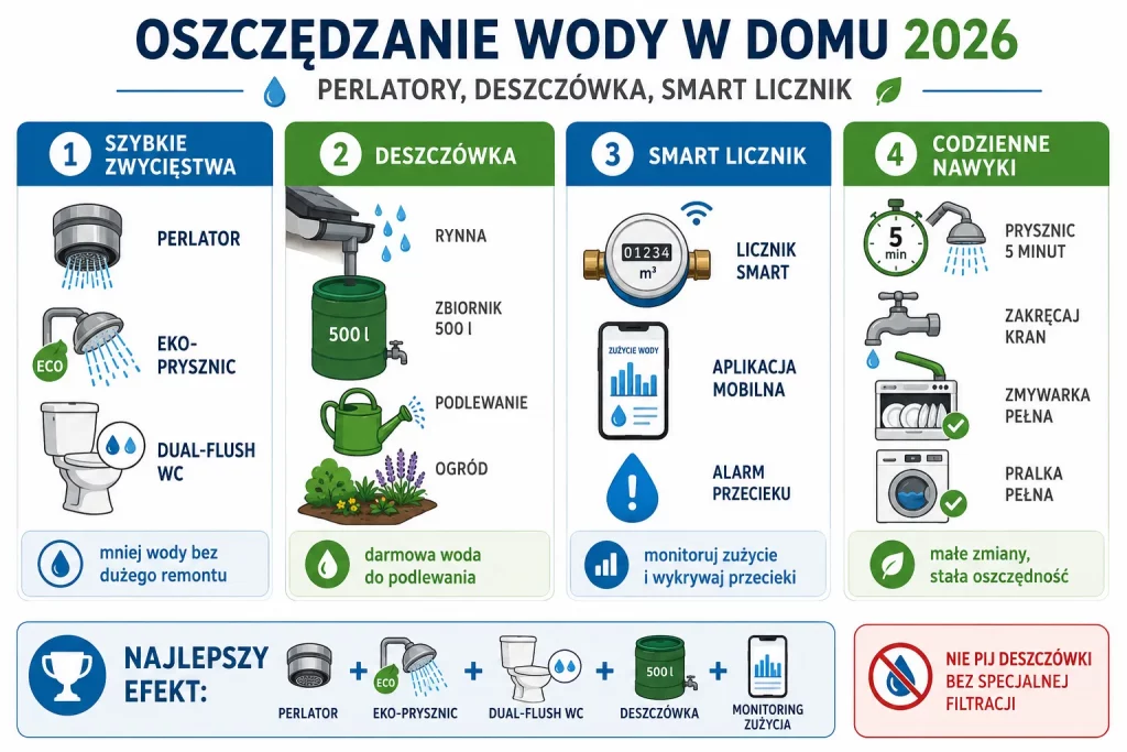 Oszczędzanie wody w domu — perlatory, deszczówka