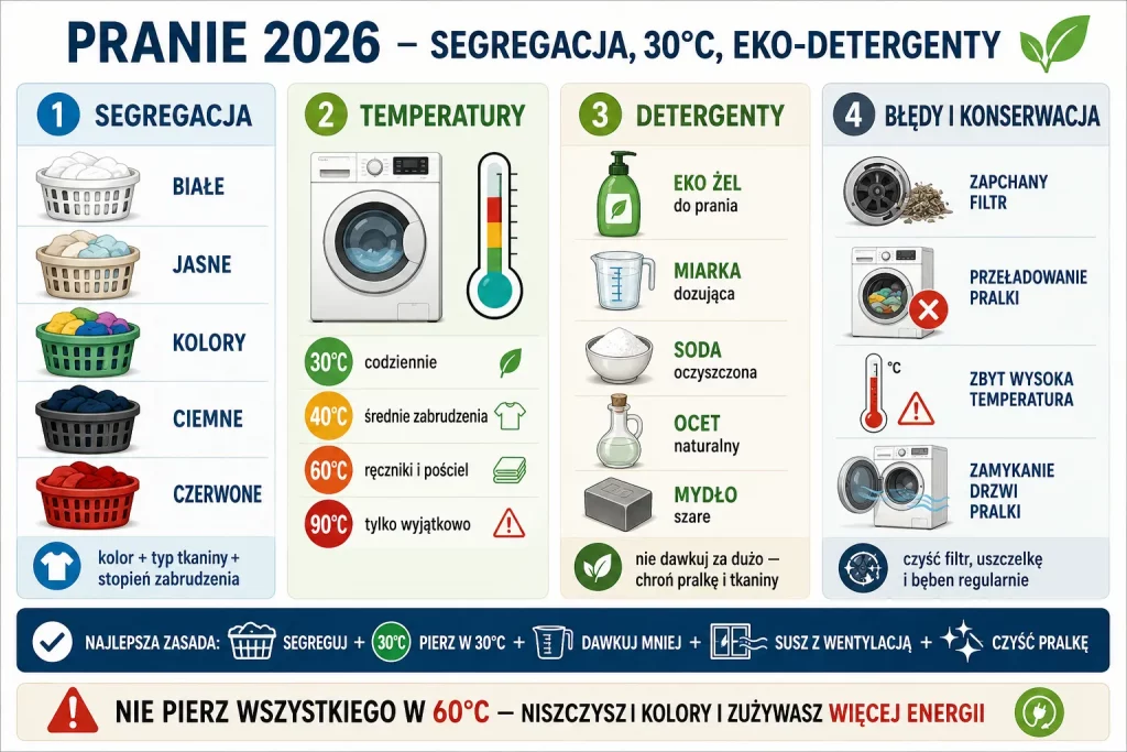 Pranie 2026 — segregacja, temperatury i eko-środki