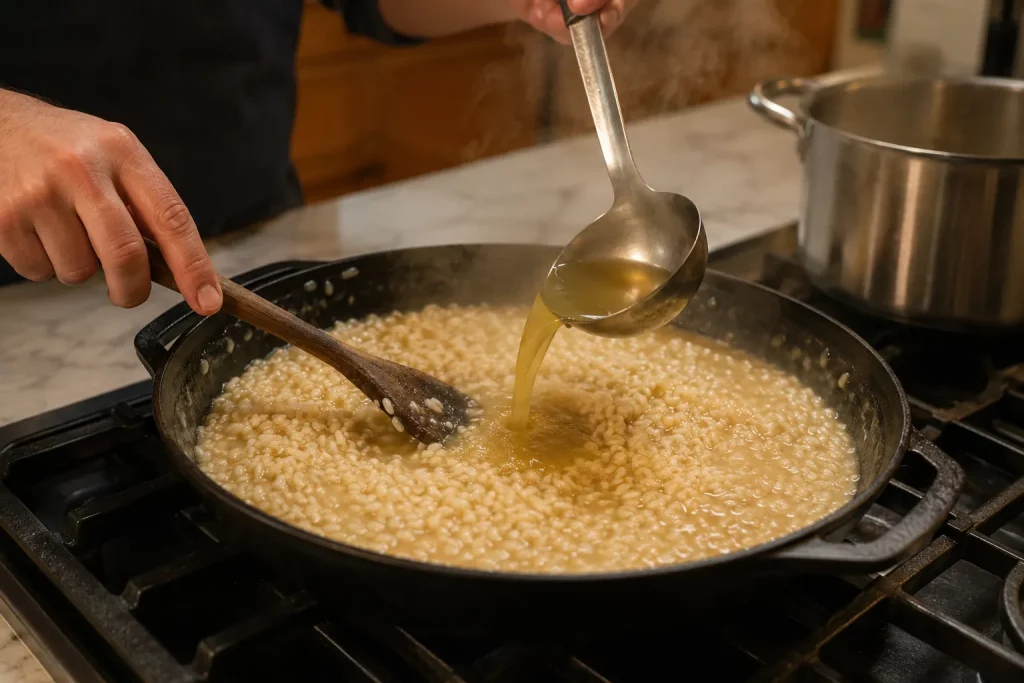 Wiosenne risotto z bobu i koziego sera