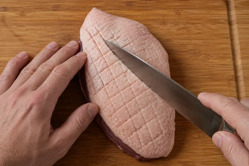 Pieczona pierś z kaczki w sosie wiśniowym