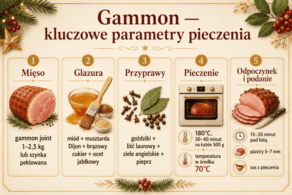 Gammon — szynka pieczona na święta. Co to za mięso, marynata i ile piec