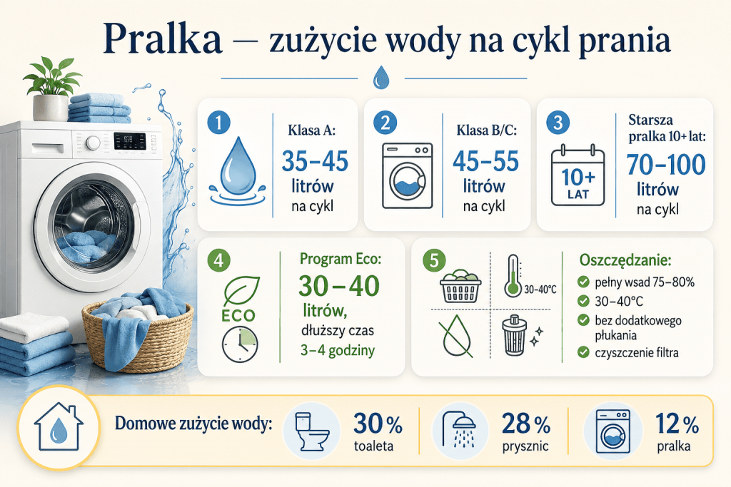 Ile wody zużywa pralka? Pełny poradnik o oszczędnym praniu w 2026