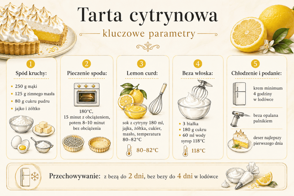 Tarta cytrynowa z włoską bezą na kruchym spodzie — pełny przepis krok po kroku