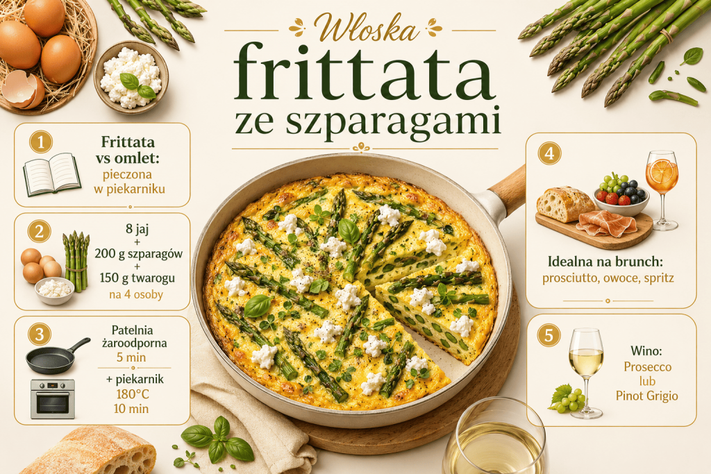 Frittata ze szparagami i wędzonym twarogiem