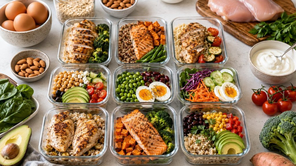 Meal prep wysokobiałkowy na 3 dni — gotowy plan zakupów i posiłków