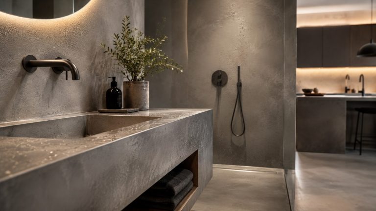 Mikrocement w łazience i kuchni 2026: sprawdzamy zalety, wady, cenę za m², odporność na wodę, błędy wykonawcze, pielęgnację i sytuacje, gdy lepsze będą płytki lub spiek.