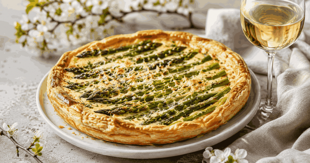 Tarta ze szparagami i serem bursztyn