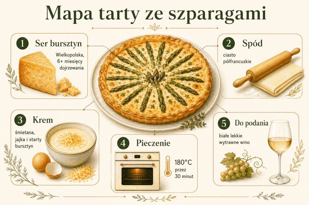 Tarta ze szparagami i serem bursztyn