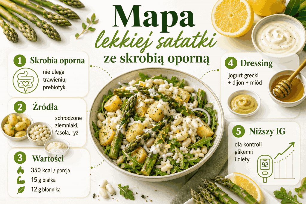 Dietetyczna sałatka szparagowa ze skrobią oporną