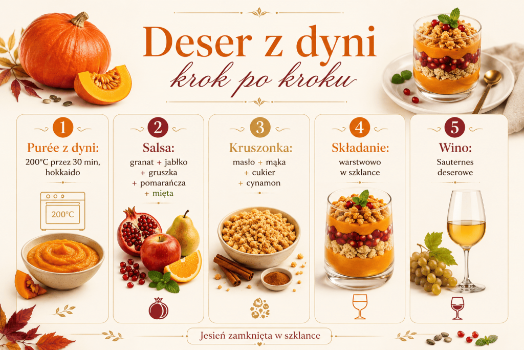Deser z dyni z salsą owocową i kruszonką