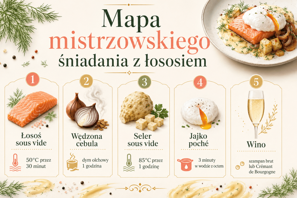 Łosoś sous vide z jajkiem na restauracyjne śniadanie