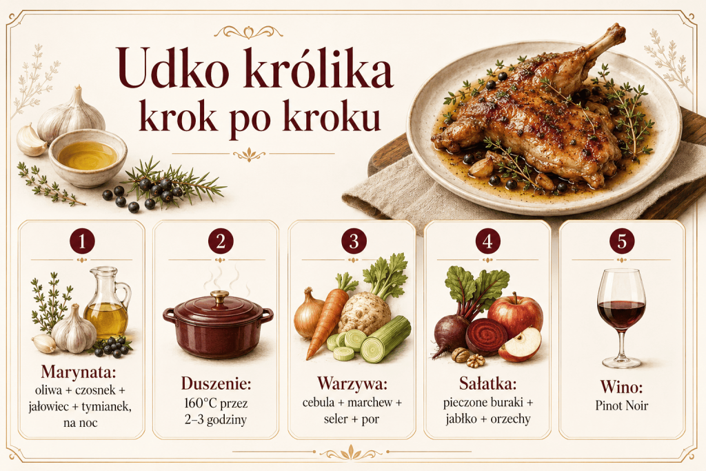 Udko królika przepis z warzywami i sałatką buraczaną