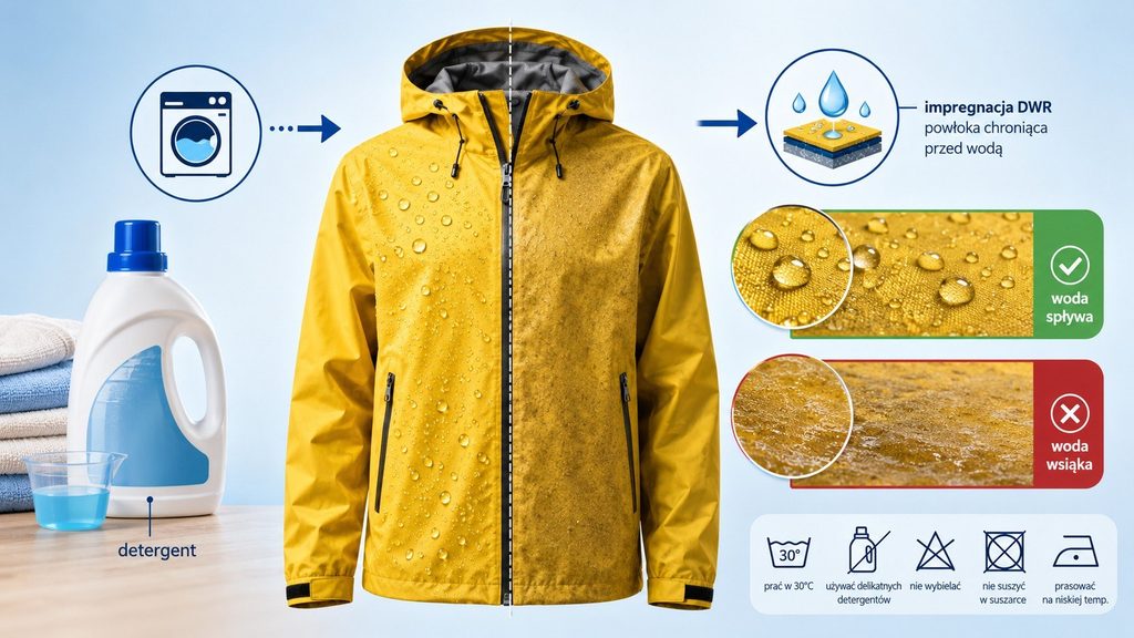 Kurtka przeciwdeszczowa zaczęła przemakać po praniu — czy detergent zniszczył impregnację?