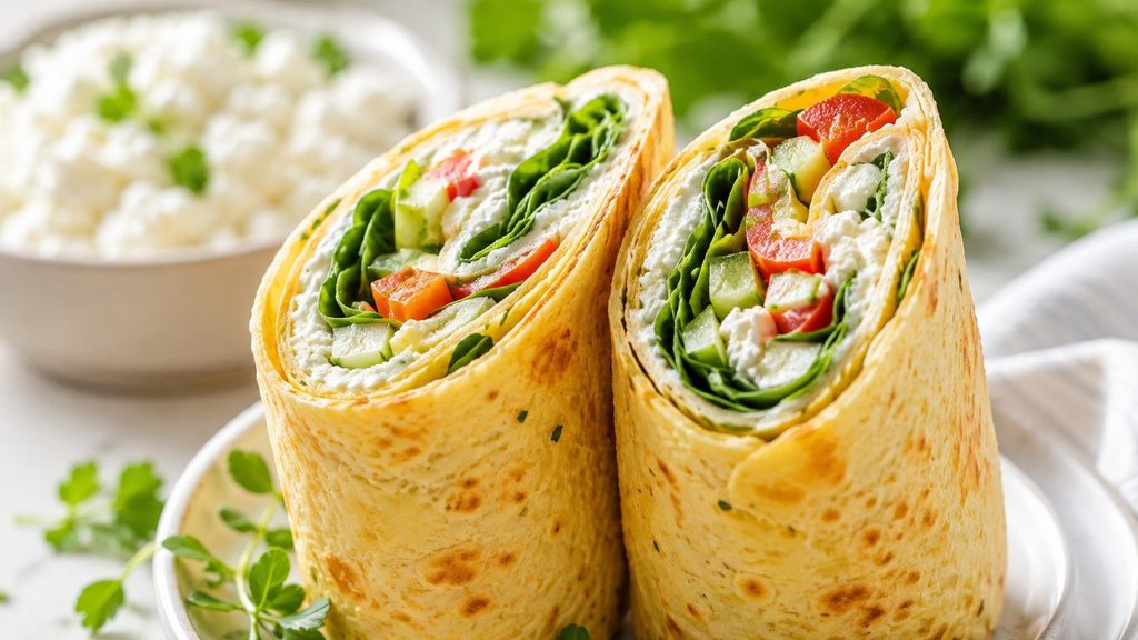 Wrap z serka wiejskiego bez mąki — viralowy placek białkowy z kilku składników, który nie pęka przy zwijaniu