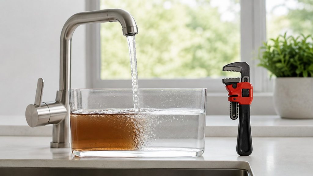 Po powrocie z urlopu z kranu leci brązowa woda. Kiedy ją spuścić, a kiedy wezwać hydraulika