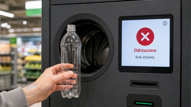 Butelka bez etykiety lub zgnieciona może zostać odrzucona przez automat. Sprawdź, jak odzyskać kaucję, jakie oznaczenia są konieczne i co zrobić, gdy butelkomat nie działa w sklepie w Polsce w 2026.!