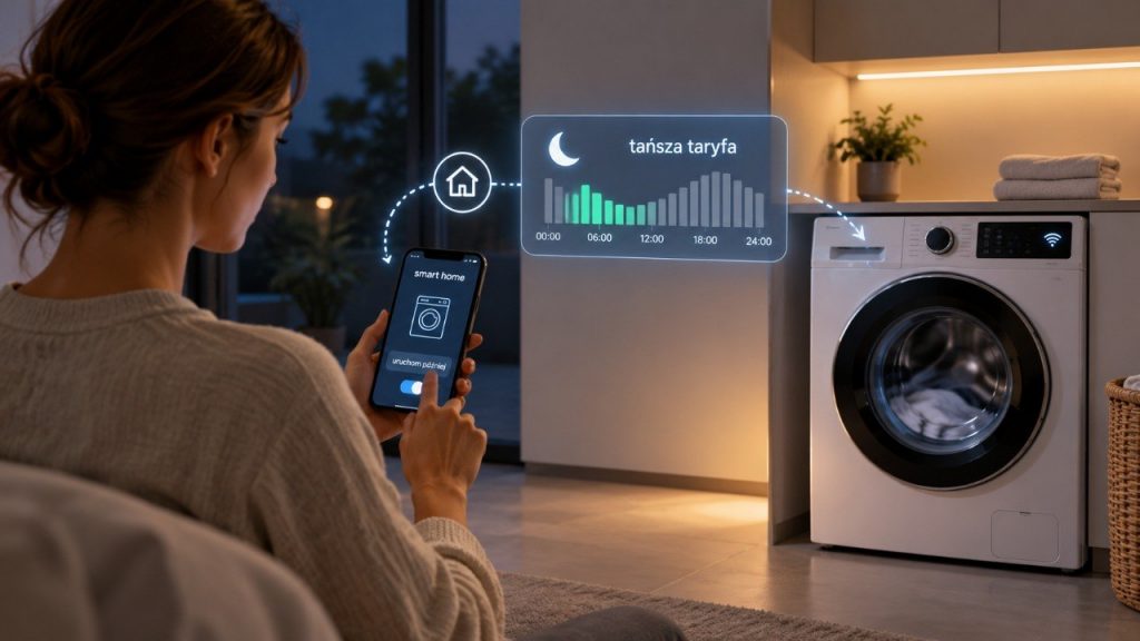 Pralka czeka na tańszy prąd: jak smart home automatycznie wybiera czas uruchomienia sprzętu
