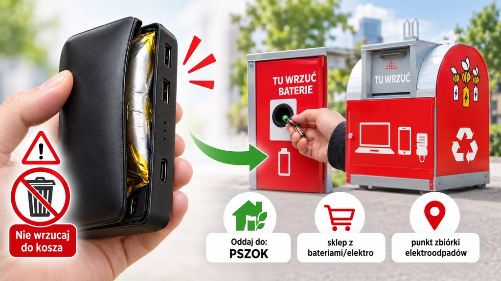 Spuchnięty powerbank po wakacjach: gdzie go oddać i dlaczego nie wolno wrzucać go do kosza