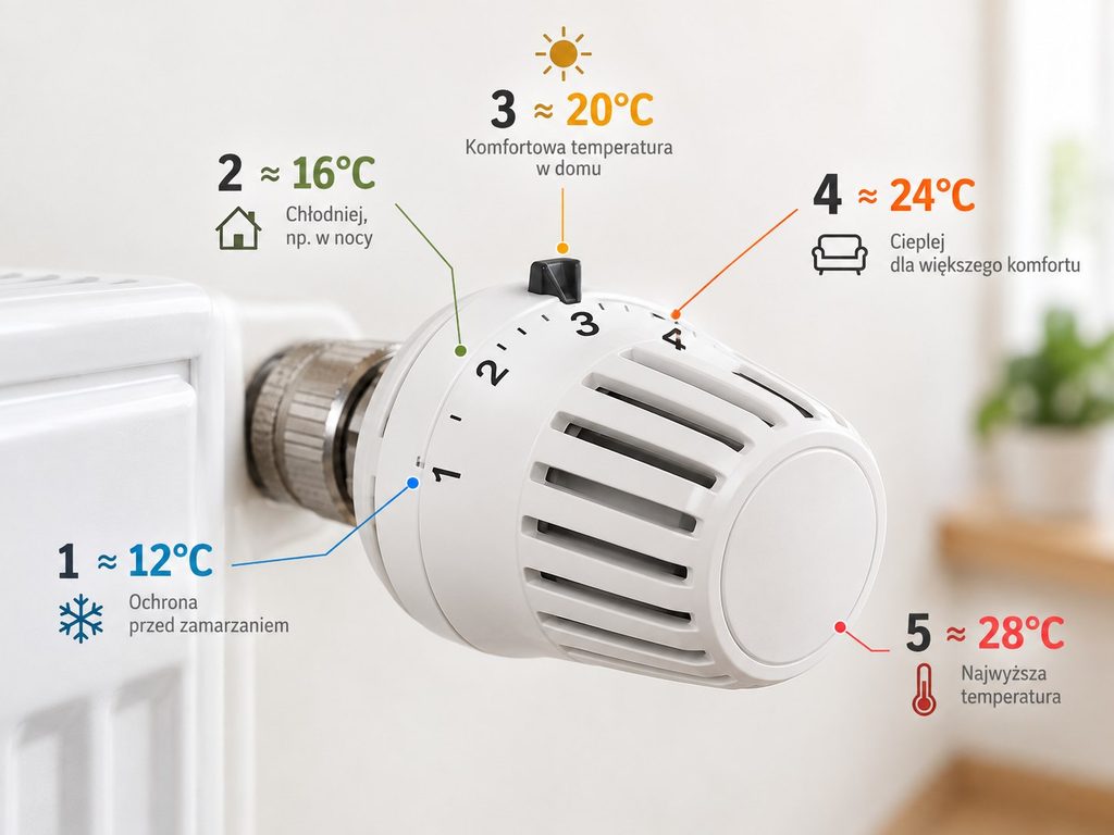 Głowica termostatyczna od 1 do 5 — jaka temperatura naprawdę kryje się za każdą cyfrą