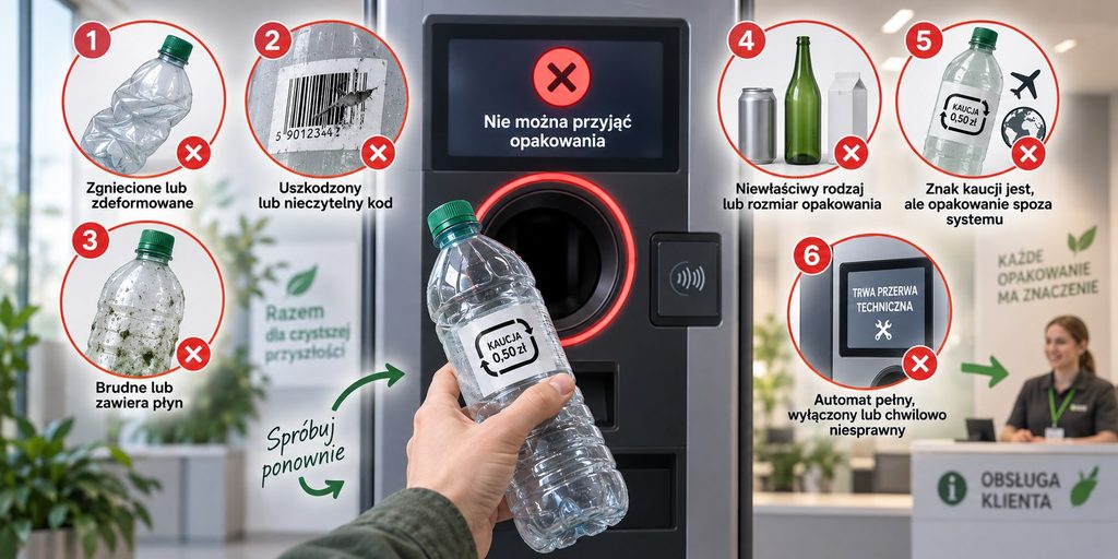 Butelka ma znak kaucji, ale automat jej nie przyjmuje — 6 najczęstszych powodów i co zrobić
