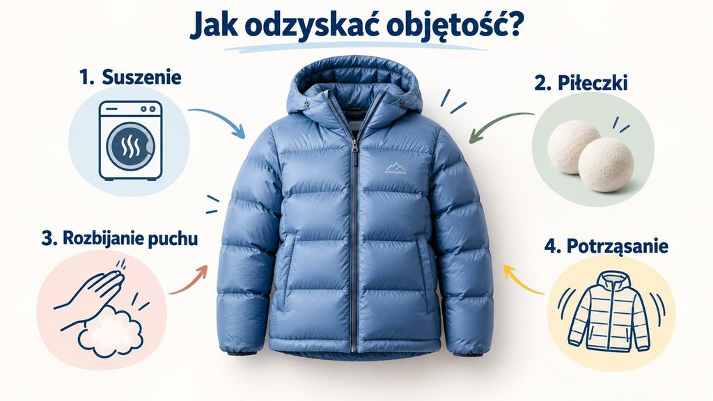 Kurtka puchowa zbiła się po praniu — jak rozbić puch i odzyskać objętość bez niszczenia kurtki