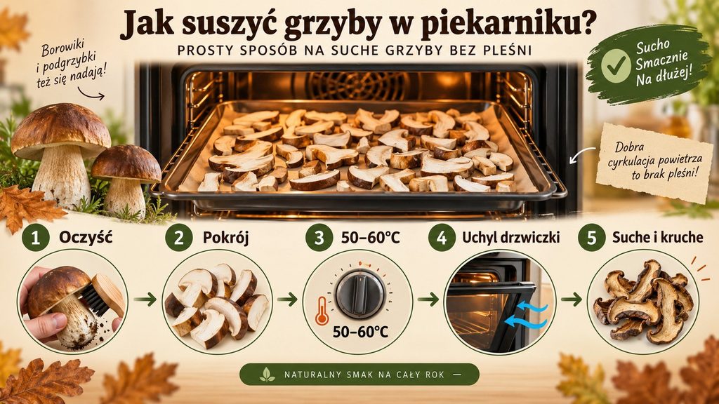 Jak suszyć grzyby w piekarniku bez pleśni? Borowiki i podgrzybki krok po kroku jesienią 2026 w domu