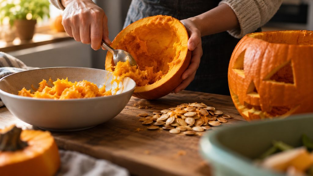 Jak wykorzystać dynię po Halloween? Miąższ i pestki do kuchni, skórka do kompostu czy pojemnika BIO
