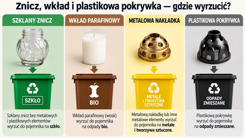 Znicz, wkład i plastikowa pokrywka — gdzie wyrzucić każdą część po 1 listopada