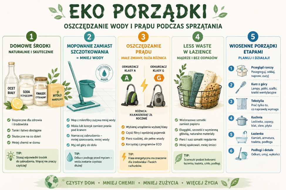 Ekologiczne sprzątanie domu bez marnowania wody i prądu