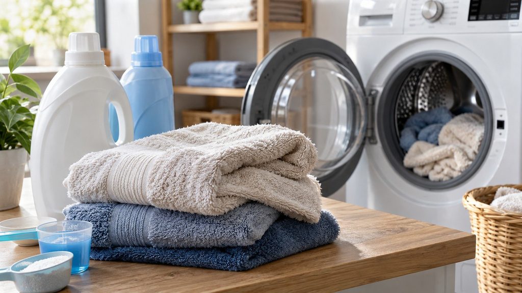 Ręczniki po praniu są szorstkie mimo płynu do płukania? Winna może być nie temperatura, lecz detergent i woda